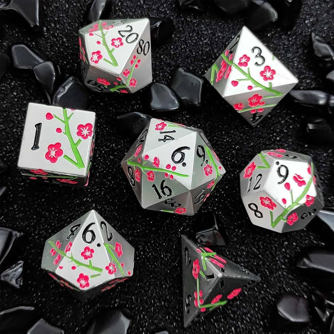 7 Stücke Würfel Metall Blume Würfel Set Blume Geformt Metall Würfel Tabelle Spiel Würfel
