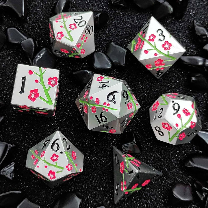 7 Stücke Würfel Metall Blume Würfel Set Blume Geformt Metall Würfel Tabelle Spiel Würfel