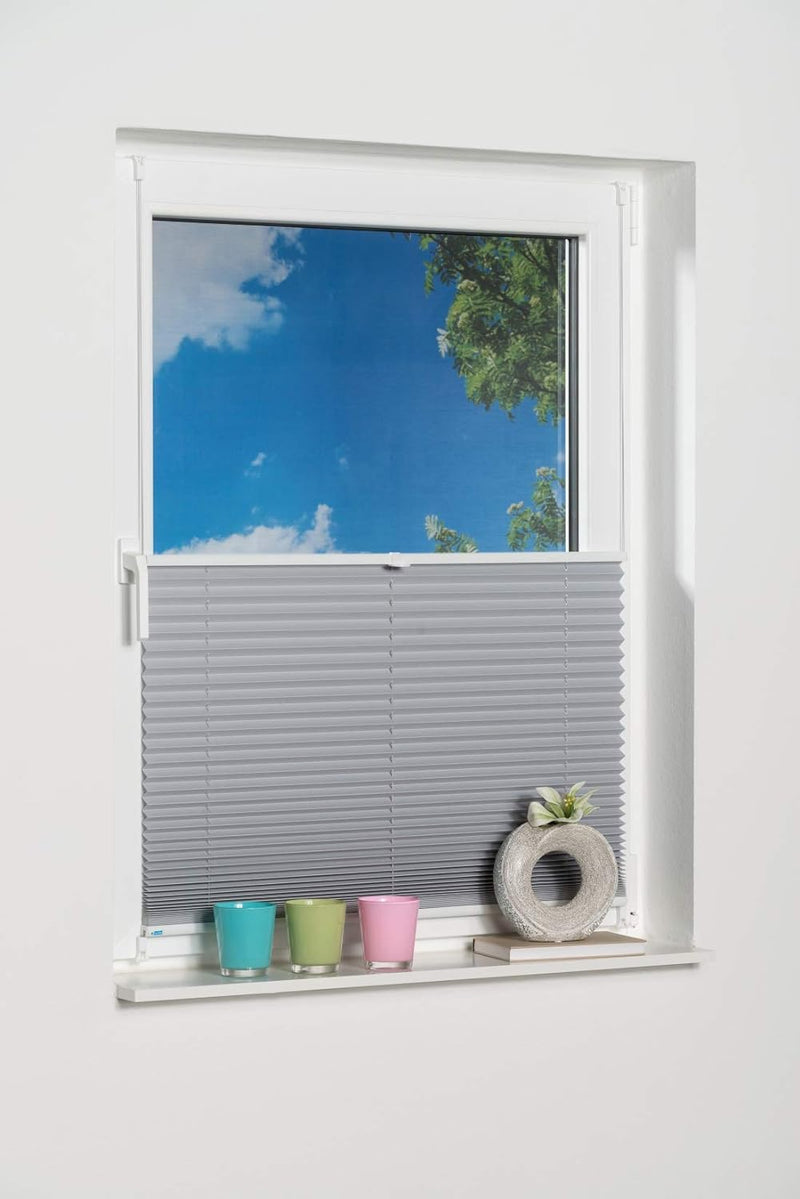 K-home Klemmfix-Plissee Palma Grau 70 x 210 cm +++Verdunklung+++ 70 x 210 cm Grau, 70 x 210 cm Grau