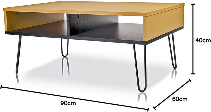 Viosimc Couchtisch Industrial Style Gold, Kaffeetisch, Modernes Möbelstück, Coffee Table für das Woh