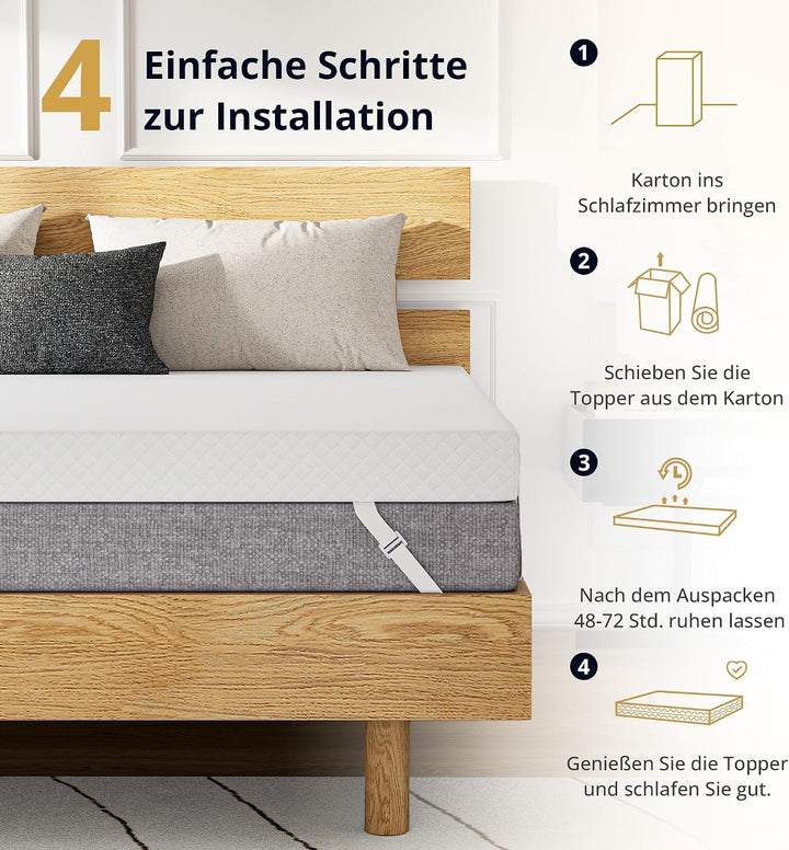 EGOHOME Matratzen Topper 90x200cm H2 H3, Matratzentopper 90x200 mit Viscoschaum &amp; Komfortschaum, Mat