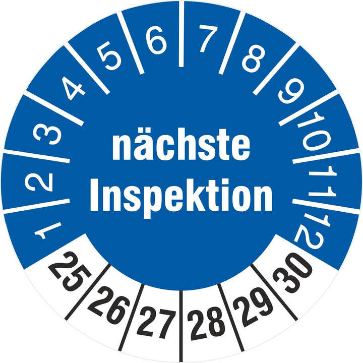 1000 Prüfplaketten nächste Inspektion 30 mm Prüfetiketten 2025-2030 1000 30mm Durchmesser, 1000 30mm