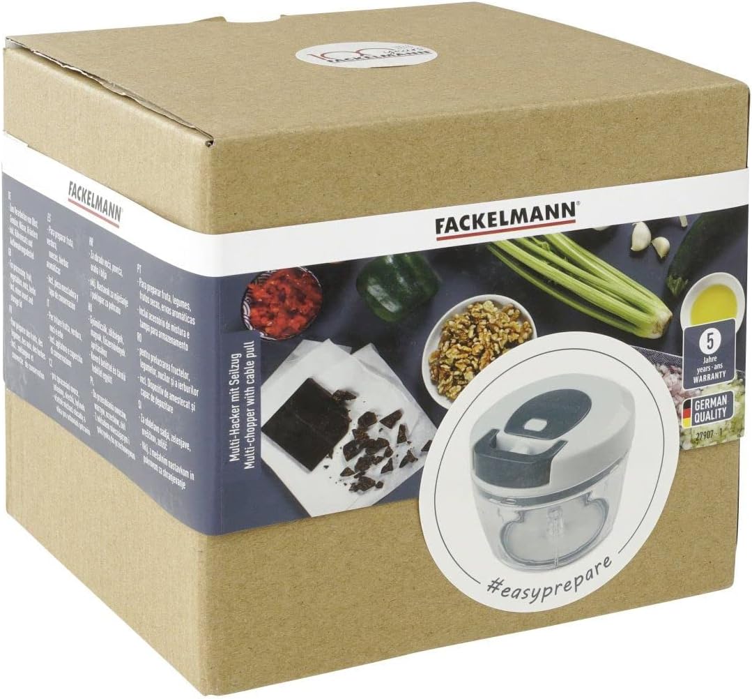 FACKELMANN 27907 Multi-Hacker #easyprepare, hochwertiger Multi-Zerkleinerer mit Seilzug, transparent