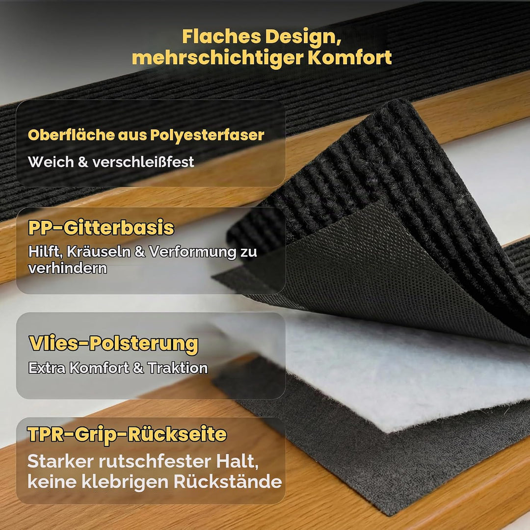 MBIGM 15er Set Stufenmatten 20 cm X 65 cm Treppenteppich Selbstklebend Sicherheit Stufenteppich für