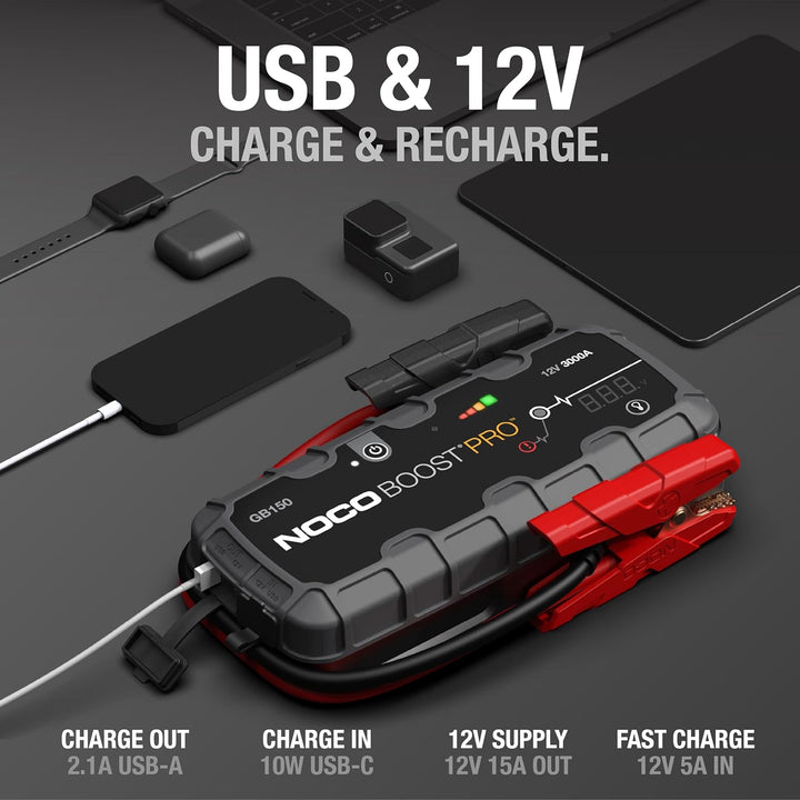 NOCO Boost Pro GB150, 3000A - 12V UltraSafe Starthilfe Powerbank, Auto Batterie , Tragbare USB Ladeg