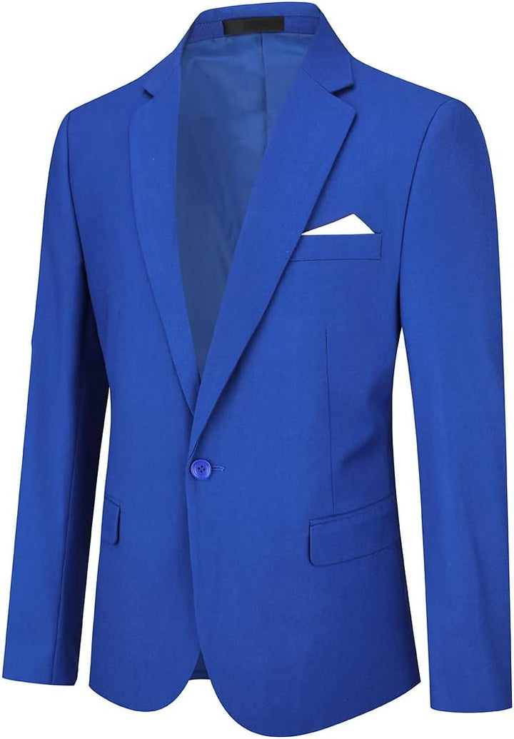YOUTHUP Herren Sakko Slim Fit Anzugjacke für Business Hochzeit Eleganter 1 Knöpfen Blazer XL Königsb