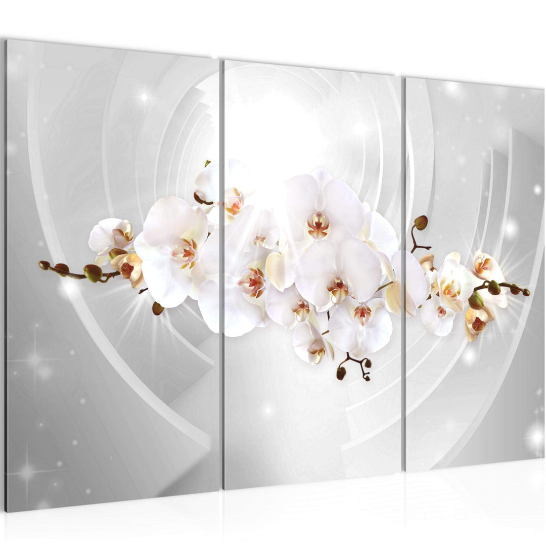 Runa Art Wandbilder Blumen Orchidee Bild XXL Wohnzimmer Schlafzimmer Grau Abstrakt 120 x 80 cm 3 Tei