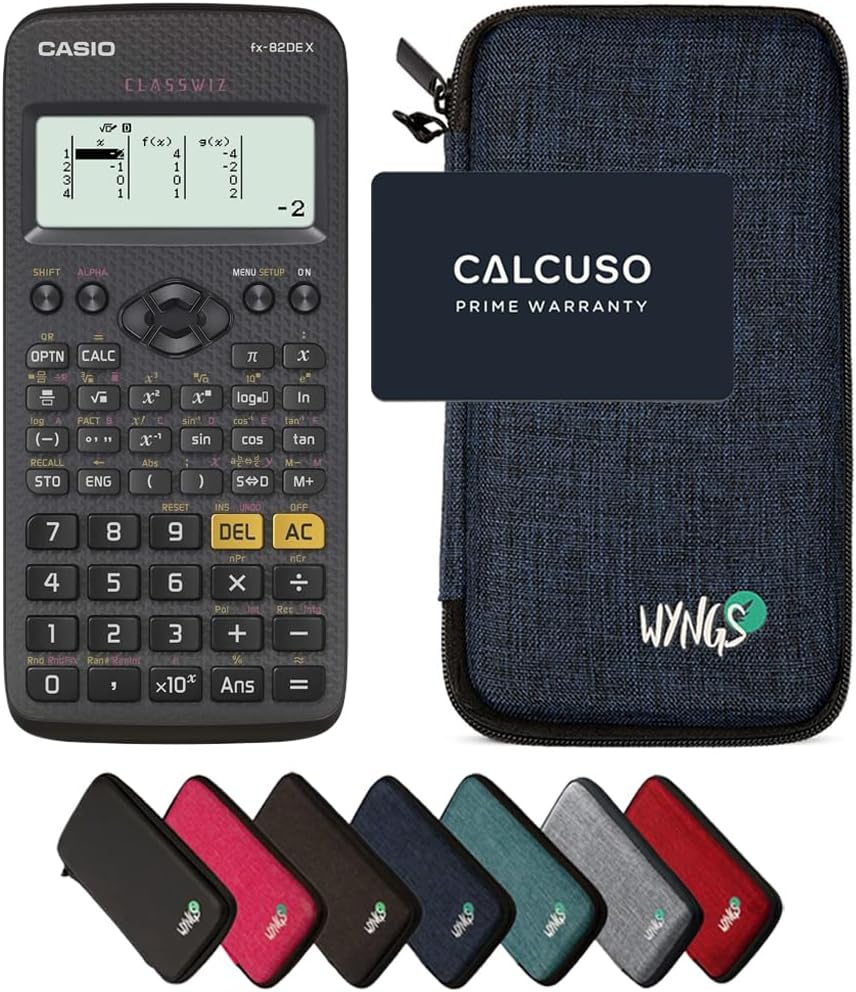 CALCUSO Sparpaket: Casio FX-82DE X technisch-wissenschaftlicher Taschenrechner + WYNGS Schutztasche