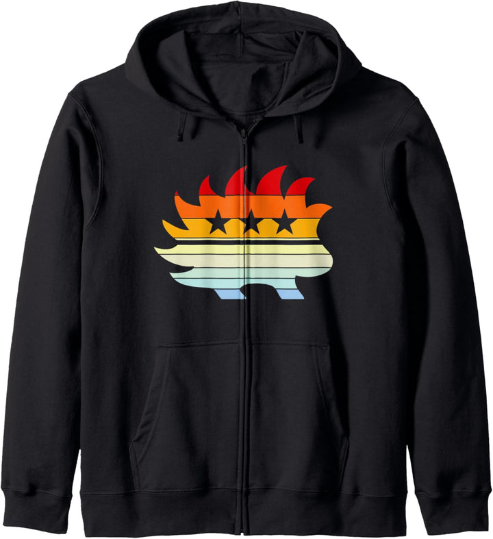 Retro Sunset Libertarian Porcupine Cool Stylized Freedom Kapuzenjacke