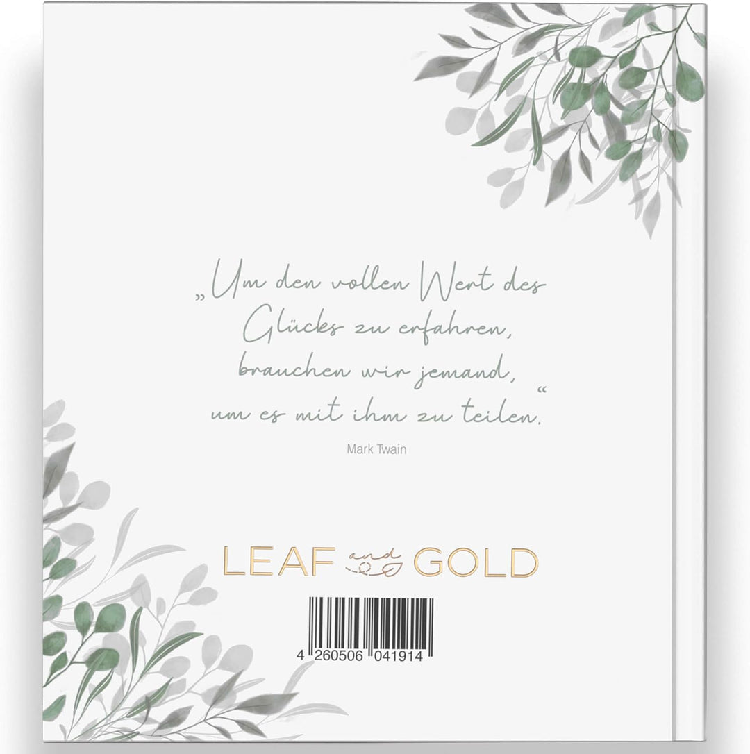 LEAF & GOLD® Gästebuch Hochzeit I Edles Hochzeitsgästebuch mit Fragen I Gästebuch zum Ausfüllen mit
