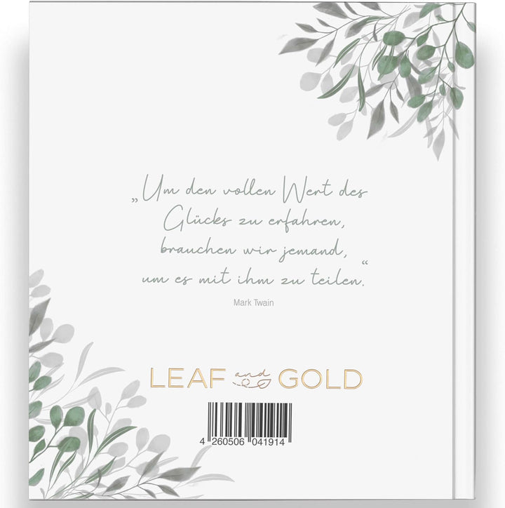 LEAF & GOLD® Gästebuch Hochzeit I Edles Hochzeitsgästebuch mit Fragen I Gästebuch zum Ausfüllen mit