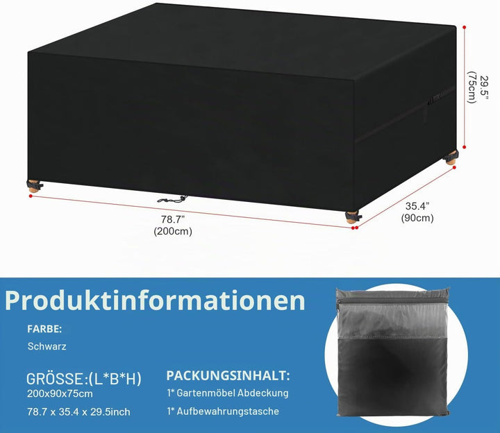 VANSHEIM Gartenmöbel Abdeckung Wasserdicht Schutzhülle Gartenmöbel Abdeckung für Tisch und Stühle Ab