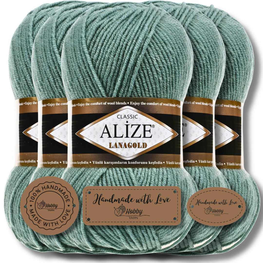 Alize 5 x 100g Lanagold Classic Türkische Premium Wolle Baumwolle und Acryl Uni Handstrickgarne | Ya