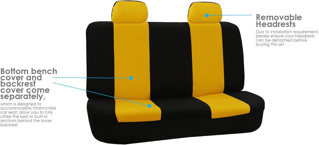 FH GROUP FB050YELLOW114 Vollen Satz Flachgewebe-Autositzbezüge, Gelb, Anzahl 8 Gelb/Schwarz, Gelb/Sc