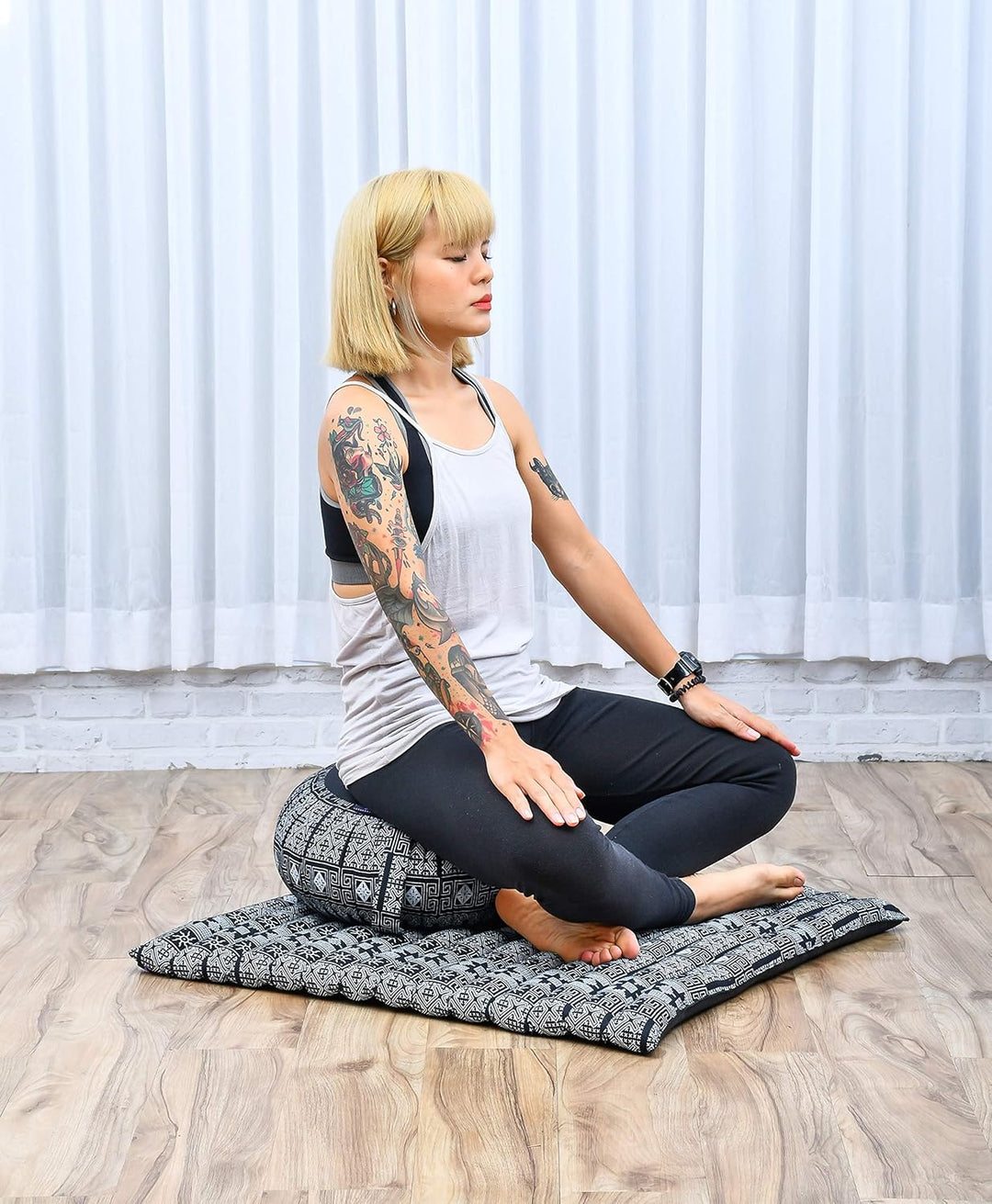 Leewadee Meditationskissen Set Sitzkissen Rund Zafu Yoga Kissen Zabuton Yogakissen Meditationskissen