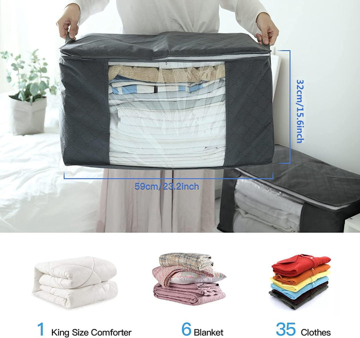 Withosent 5 Stück 90L Grosse Aufbewahrungstasche Schrank Organizer Set, Faltbar Kleideraufbewahrung