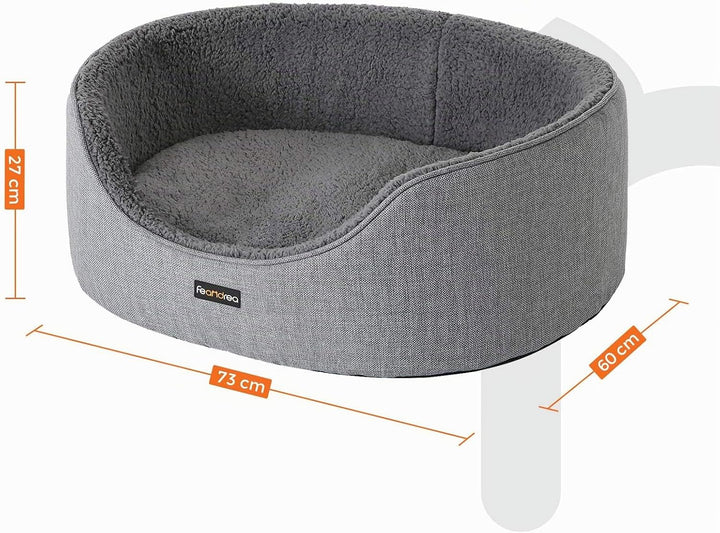 Feandrea Hundebett, Hundekorb, Wendekissen, 73 x 60 x 27 cm, grau PGW31GG Grau L 73 x B 60 x H 27 cm