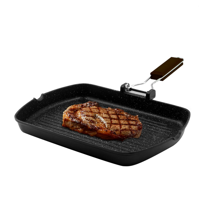 Zanetti, Grillpfanne 26 x 36 cm, Grillplatte aus Aluminium-Druckguss mit hoher Dicke, Grillplatte fü