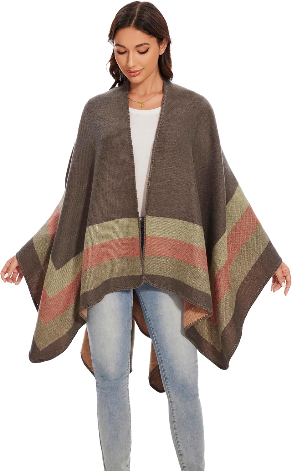 colornival Poncho Damen Winter Warm Elegant Poncho Decke Poncho Cape Strick Poncho Mantel Winter Pon