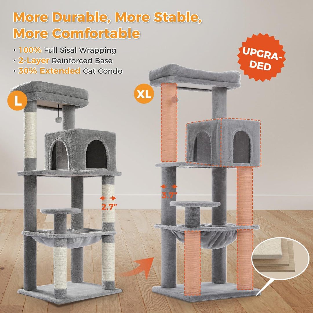 PAWZ Road Katzenbaum mit Metall-Plüsch-Hängematte, Katzenturm für ausgewachsene Katzen mit 2-türigem