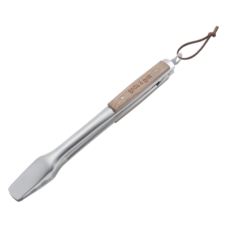 GEDA Grillzange, 45cm, Edelstahl mit Holzgriff, Verschlusssystem, Aufhänge-Ösen Grillzange 45cm, Gri
