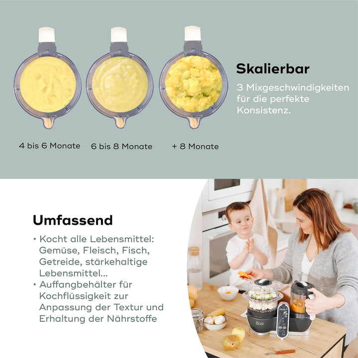 Babymoov Nutribaby Plus industrial grey Babynahrungszubereiter inkl. Babybols Aufbewahrungsbehälter-