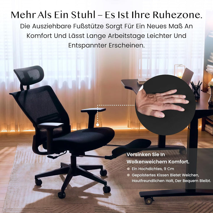 FLEXISPOT Ergonomischer Bürostuhl Foldex, Klappbarer Bürostuhl für Kleine Räume mit Lendenwirbelstüt