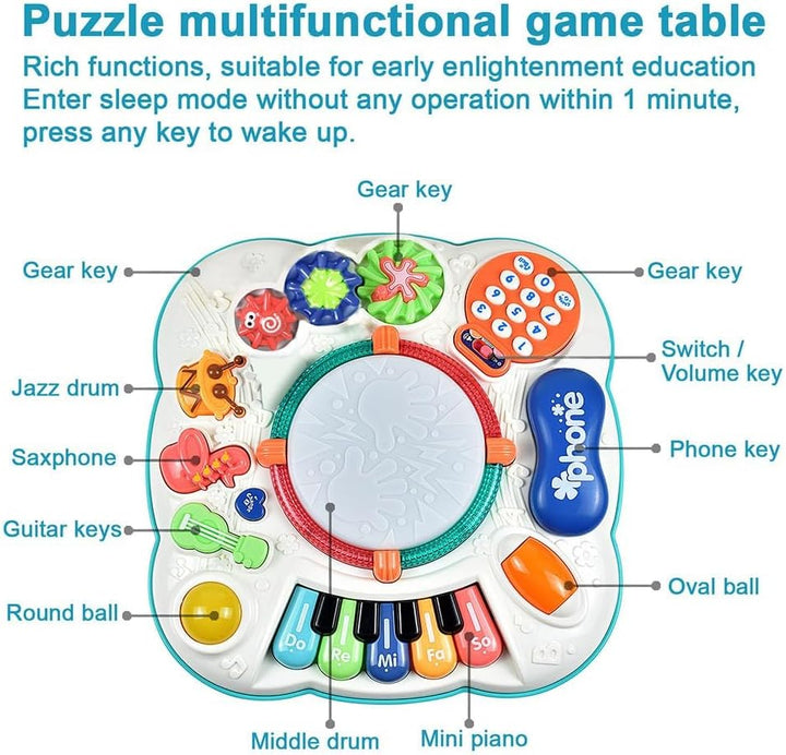 Baby Aktivitätentisch, Musikspielzeug für Babys von 6 bis 12 Monaten, Aktivitätszentrum für 1, 2, 3