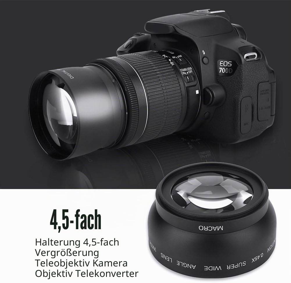 143 Weitwinkel-Objektiv 52 mm 0,45 x, Universal-Konvertierungsobjektiv 52 mm für Fotoapparate/Canon/