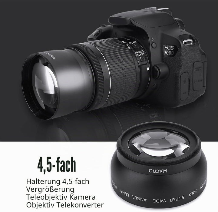 143 Weitwinkel-Objektiv 52 mm 0,45 x, Universal-Konvertierungsobjektiv 52 mm für Fotoapparate/Canon/