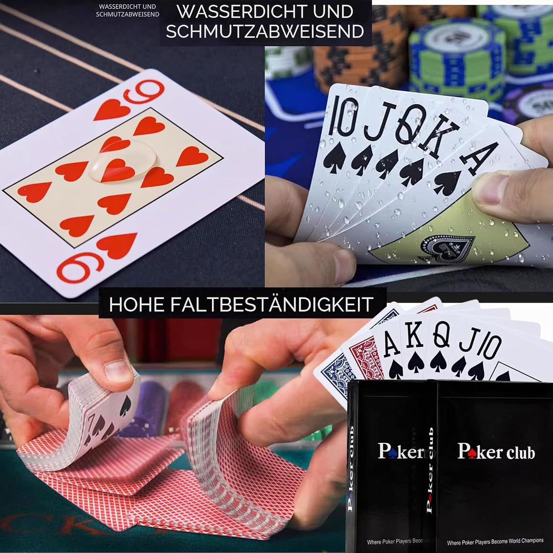 Poker Set für Pokerspiel. Robustes Kartenspiel und Pokerkoffer. Werde der Meister des Zufalls mit di
