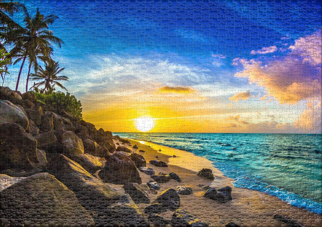Ulmer Puzzleschmiede - Puzzle „Abendsonne auf Hawaii“ - Klassisches 1000 Teile Landschaftspuzzle – S