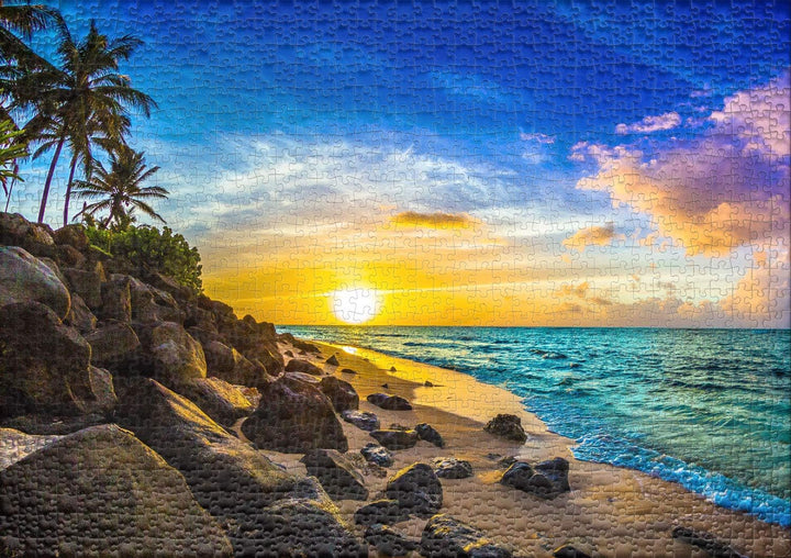 Ulmer Puzzleschmiede - Puzzle „Abendsonne auf Hawaii“ - Klassisches 1000 Teile Landschaftspuzzle – S