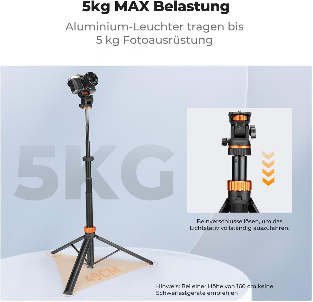 K&F CONCEPT Quick Release Metal Fotografie Lichtstativ 199CM, Tragbar Light Stand für Kamera, Handy,