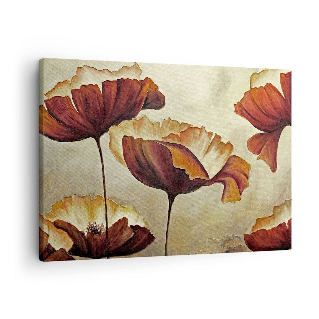 Bilder auf Leinwand Mohn Blume Wiese Leinwandbild mit Rahmen 70x50cm Wandbilder Dekoration Wohnzimme