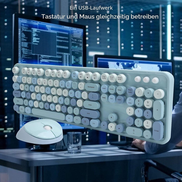 2.4G kabellose Tastatur Maus, Laptop Office Tastatur und Maus Combo, 1600 DPI Wireless Keyboard Mous