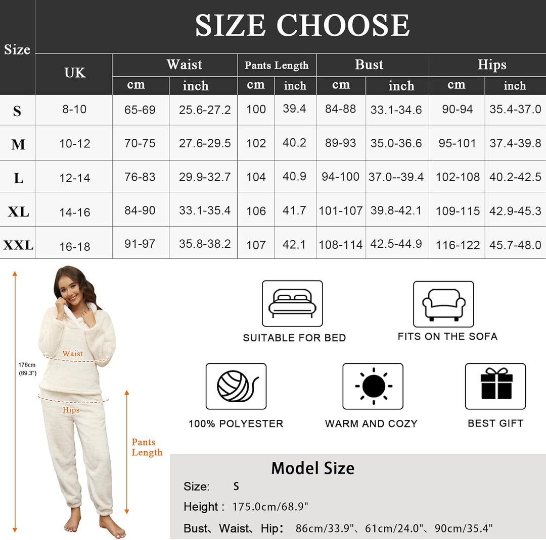 Niwicee Schlafanzug Damen Lang Pyjama Damen 2-Set, Hausanzug Damen Kuschelig Weich Nachtwäsche Sleep