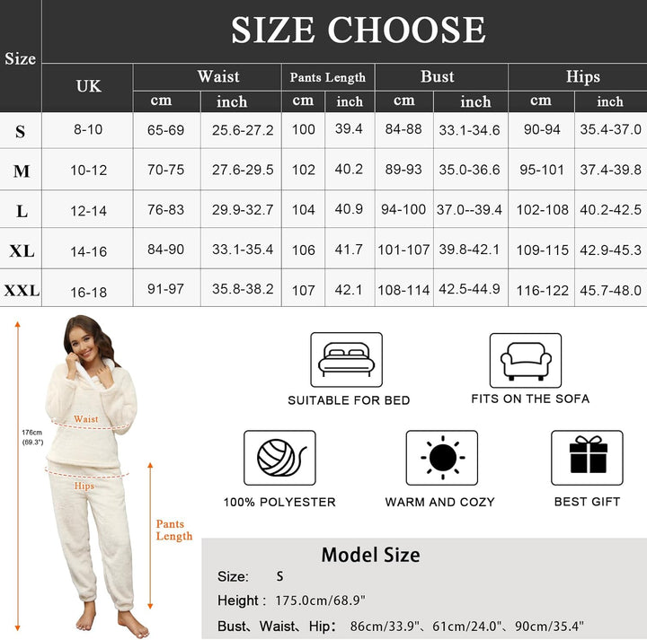 Niwicee Schlafanzug Damen Lang Pyjama Damen 2-Set, Hausanzug Damen Kuschelig Weich Nachtwäsche Sleep