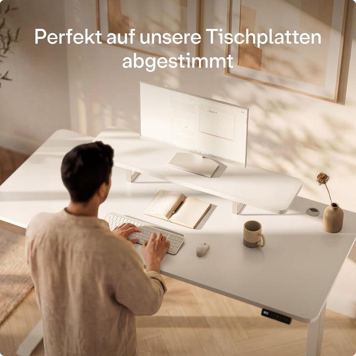 Desktronic Monitorstaender – Ergonomische Monitorerhoehung, 114 x 28 x 12,8 cm, 30 kg, 1-2 Monitore,