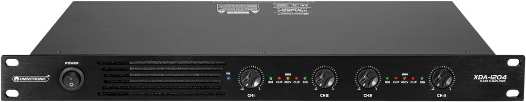 OMNITRONIC XDA-1204 4-Kanal Class-D-Verstärker | Verstärker mit Schaltnetzteil, 4 x 300 W / 4 Ohm, 4