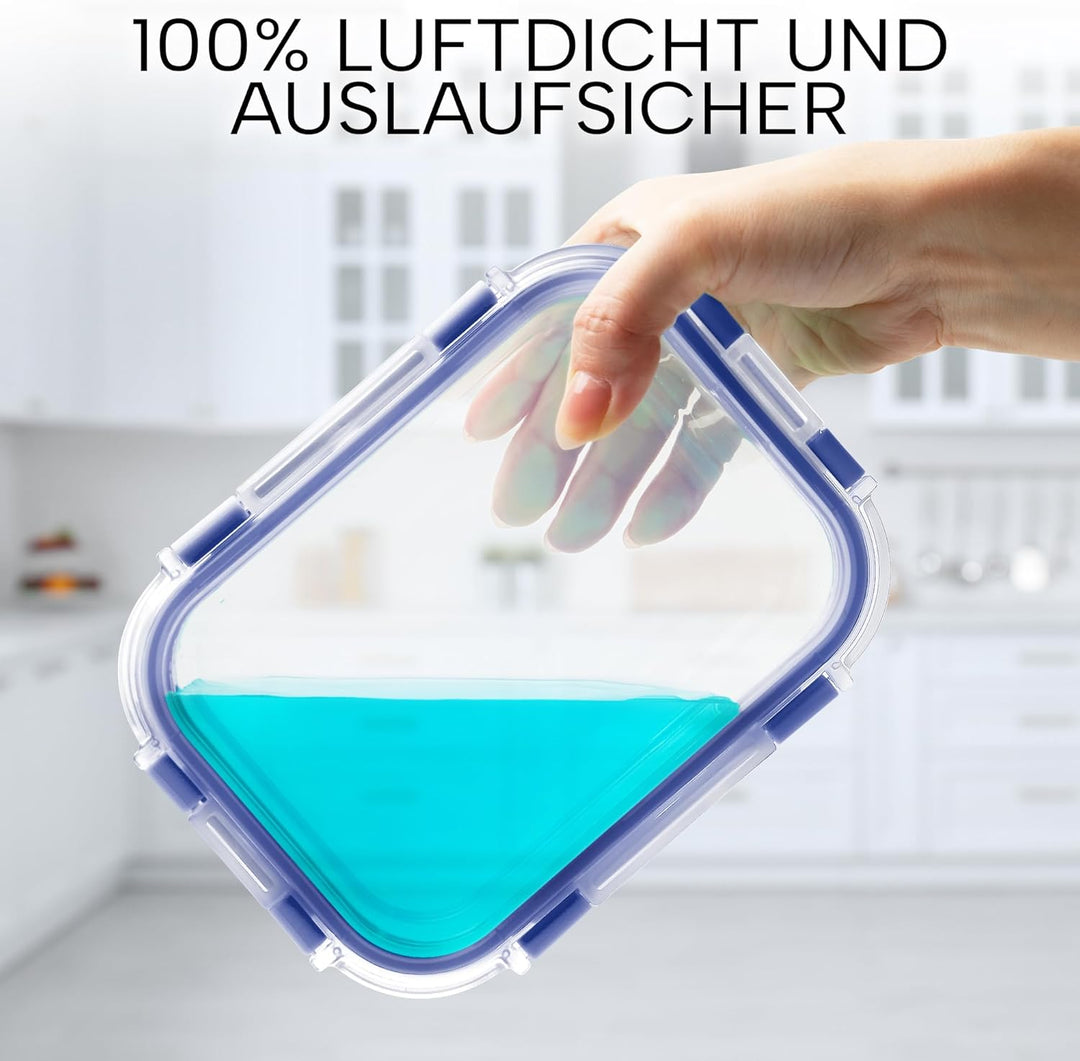 Zulay 12er-Set Glas-Frischhaltedosen für Meal Prep, Tupperdosen Set aus Glas mit luftdichten Deckeln
