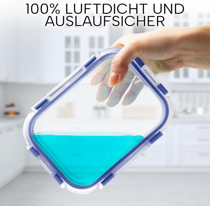 Zulay 12er-Set Glas-Frischhaltedosen für Meal Prep, Tupperdosen Set aus Glas mit luftdichten Deckeln
