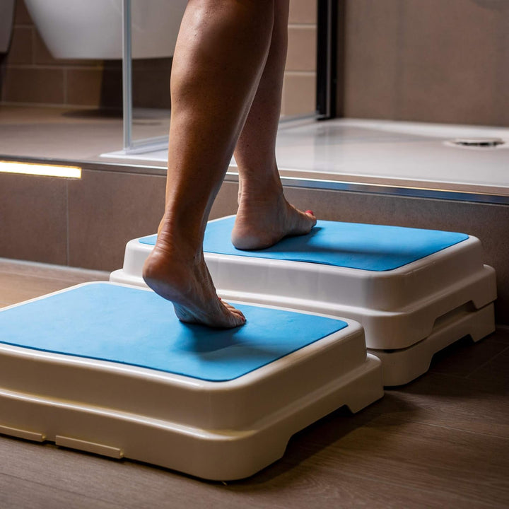 UPP 10 cm Badezimmer-Stufe stapelbar &amp; erweiterbar | Belastbar bis 189 kg | Tritthocker für Senioren