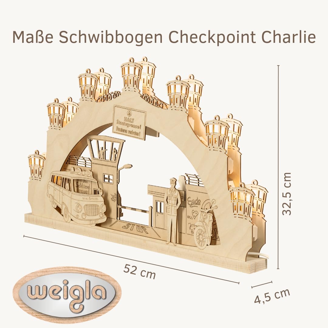 weigla - Schwibbogen 7 flg. Checkpoint Charlie - Erzgebirge original - Lichterbogen Weihnachten - 7