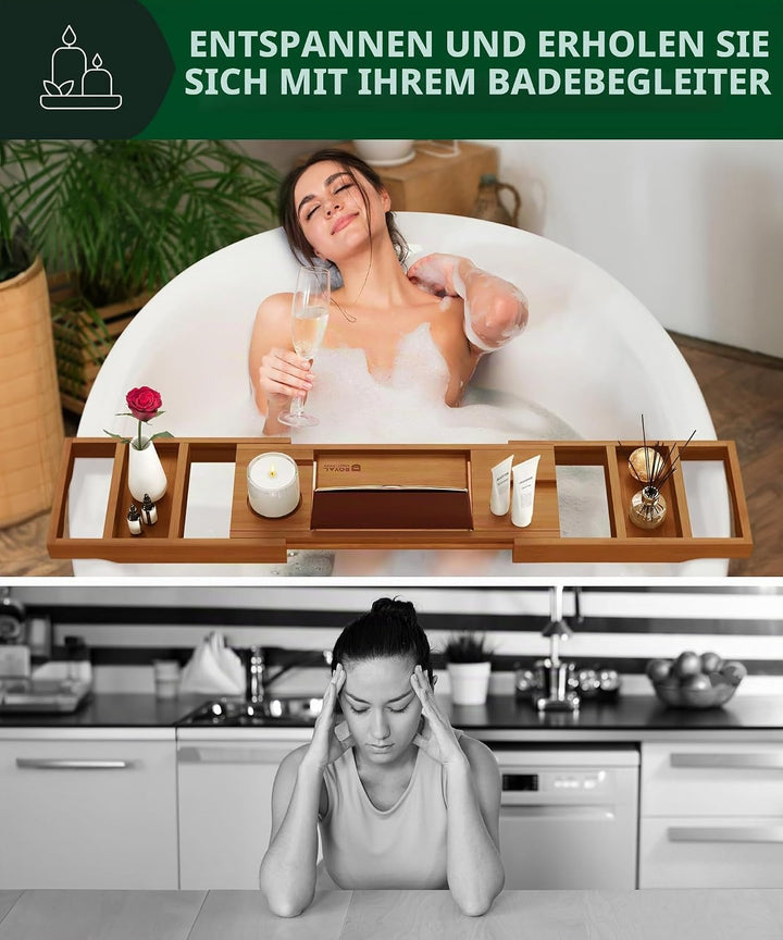 ROYAL CRAFT WOOD Badewannenablage aus Bambus, inkl. Seifenhalter, Braun, Braun