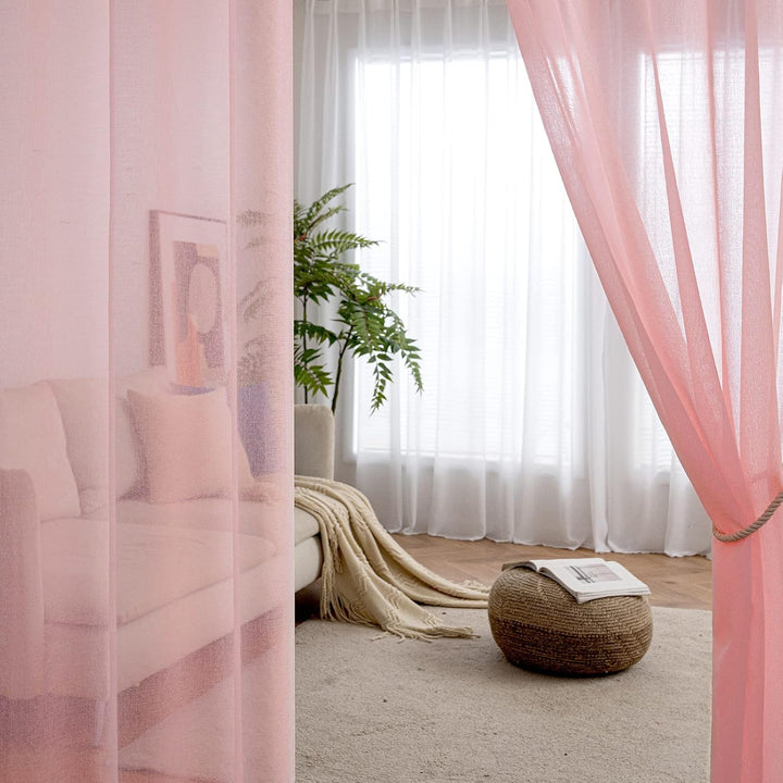 MIULEE Sheer Voile Vorhang Weihnachtsdeko mit Ösen Transparente Optik Gardine Ösenvorhang Ösenschal