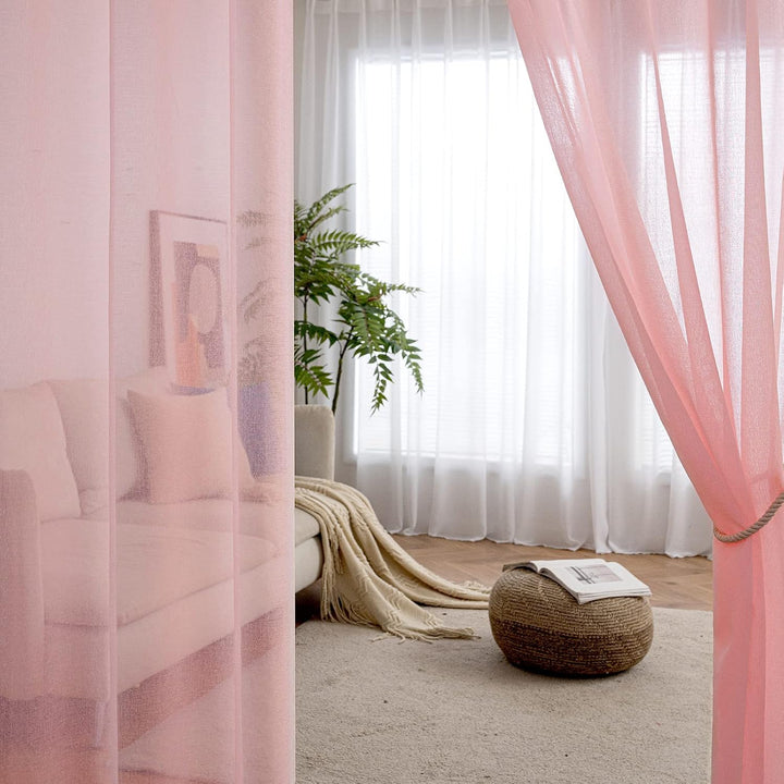MIULEE Sheer Voile Vorhang Weihnachtsdeko mit Ösen Transparente Optik Gardine Ösenvorhang Ösenschal