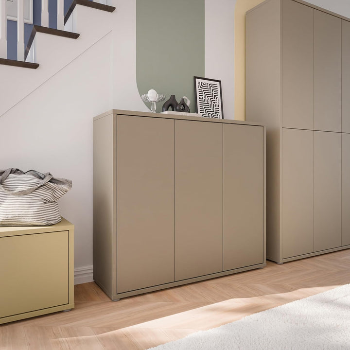 Forte ALICE SPRINGS Schuhschrank 100 110, modern-minimalistisch, 3-türig, Flurschrank, Holzwerkstoff