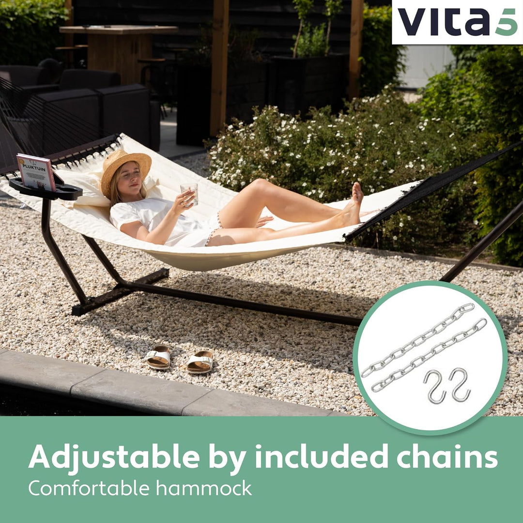 VITA5 Hängematte mit Gestell und Beistelltisch - Hängematte Outdoor für den Garten, Pool & Balkon -