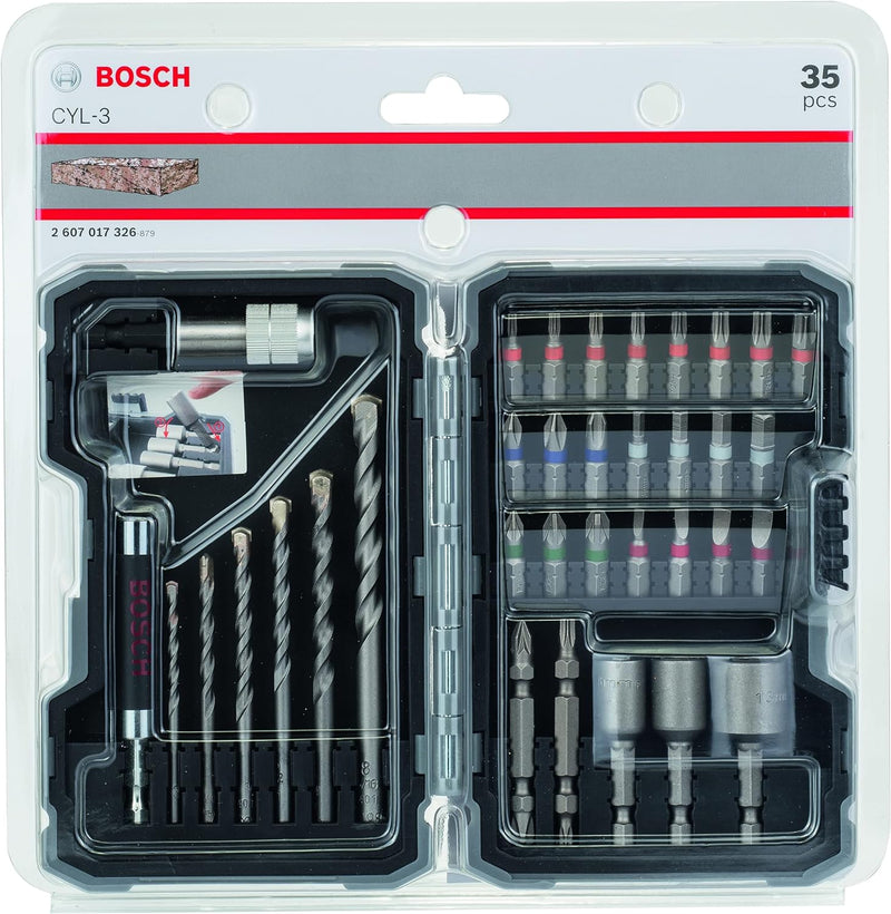 Bosch Professional 35tlg. CYL-3 Beton Bohrer und Bit Set Extra Hart (Kreuzschlitz-, Pozidriv-, Hex-,